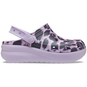 CROCS Kids Shoes in Purple Leopard Print
